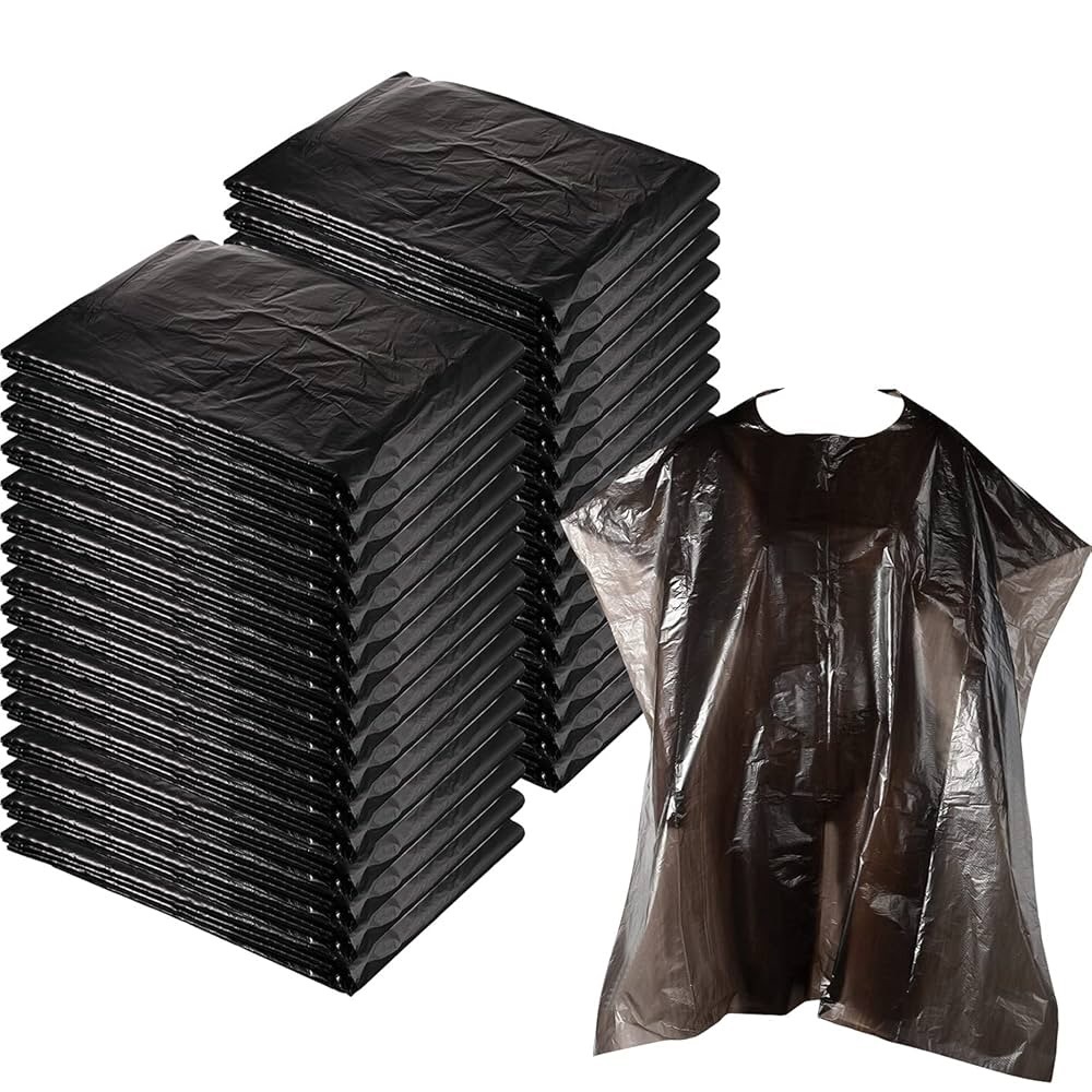 30 Pcs Black Disposable Hair Coloring Dye Capes Aprons